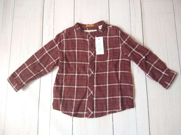 Camisa Cuello Mao bordo