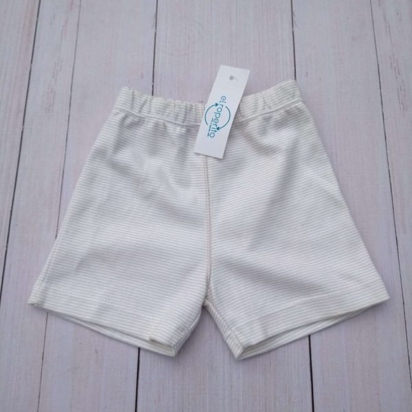 Short de algodón rayado beige y blanco NUEVO