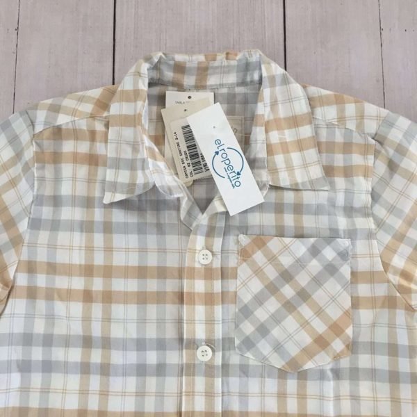 Camisa a cuadros bca/beige/gris CHEEKY NUEVA - Imagen 2