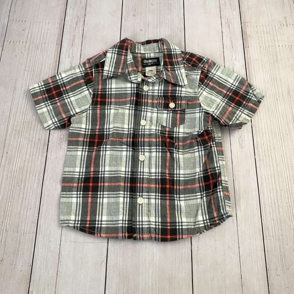 Camisa MC escocesa gris-rojo OSHKOSH