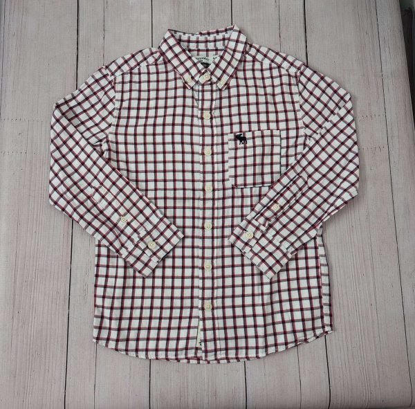 Camisa cuadrille blanca y roja ML ABERCROMBIE