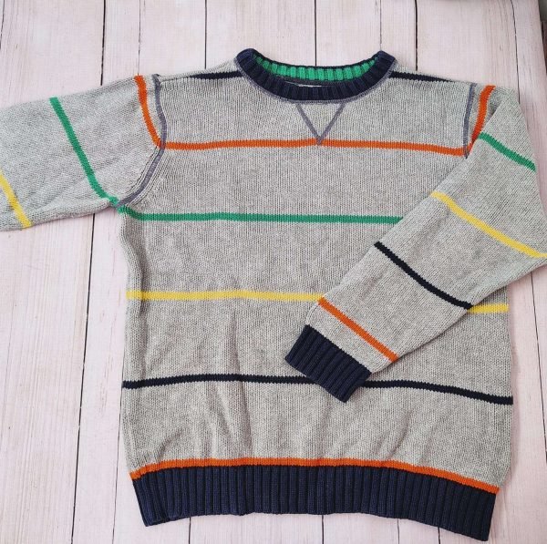 Sweater gris de hilo rayado OLD NAVY