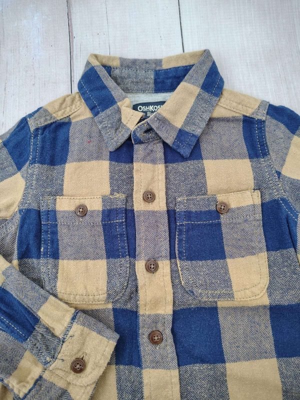 Camisa leñadora a cuadros marron y azul OSH KOSH - Imagen 2