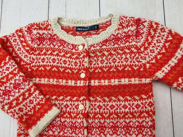 Cardigan rojo y beige MIMO - Imagen 2