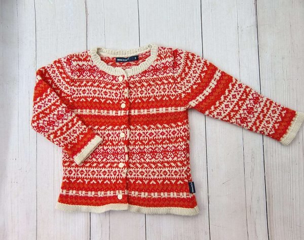 Cardigan rojo y beige MIMO