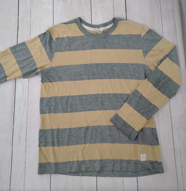 Remera ml rayada beige y gris