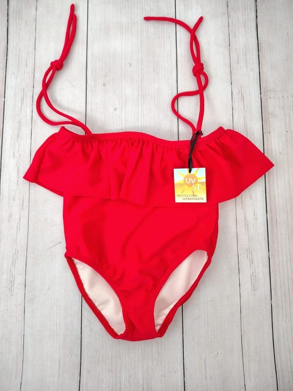 traje de baño rojo con volado KHELSA, t.2